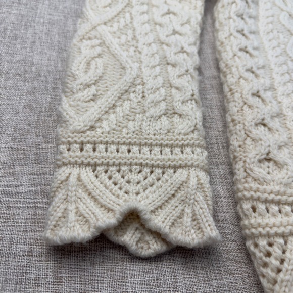 Aran Crafts Ireland 100% Merino Wool Cable Knit Cardigan Sweater S Cream - Picture 6 of 8